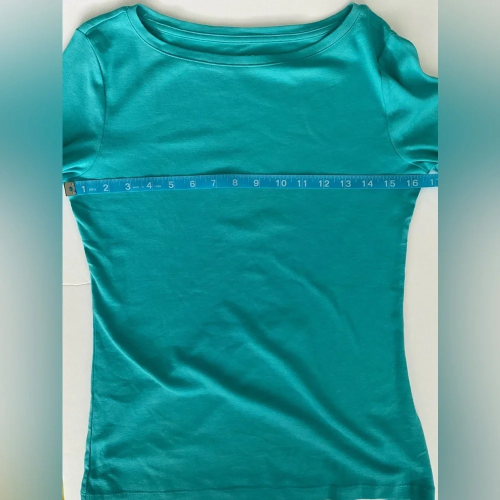 Talbots 100% Pima Cotton 3/4 Sleeve Boatneck Tee Turquoise Size XS NWT - Picture 5 of 9